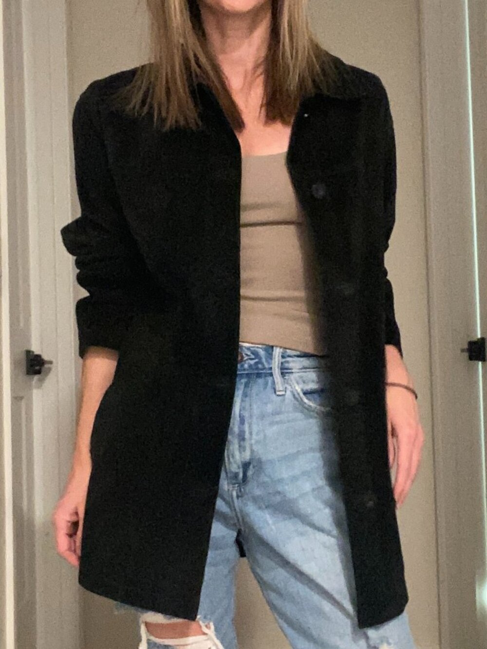 Vintage 90s Black Suede Leather Oversized Jacket Size XS | Fits S-M - Picture 4 of 9